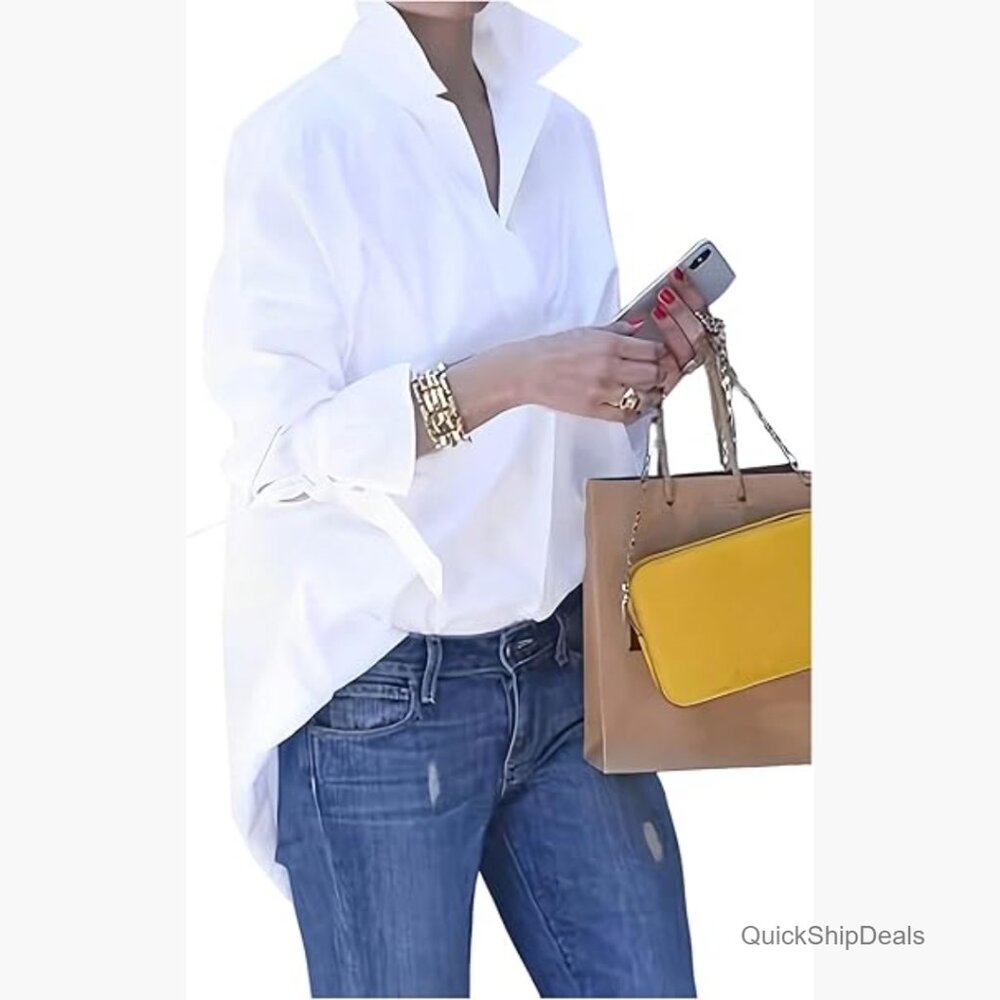 Premium Polyester Blend Oversized Button Down Shi… - image 1